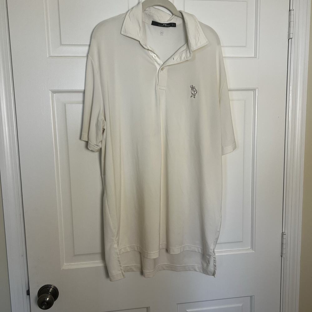 Ralph Lauren RLX Golf Polo Cream Moisture Wicking‎ Sz Large Sporty Outdoors